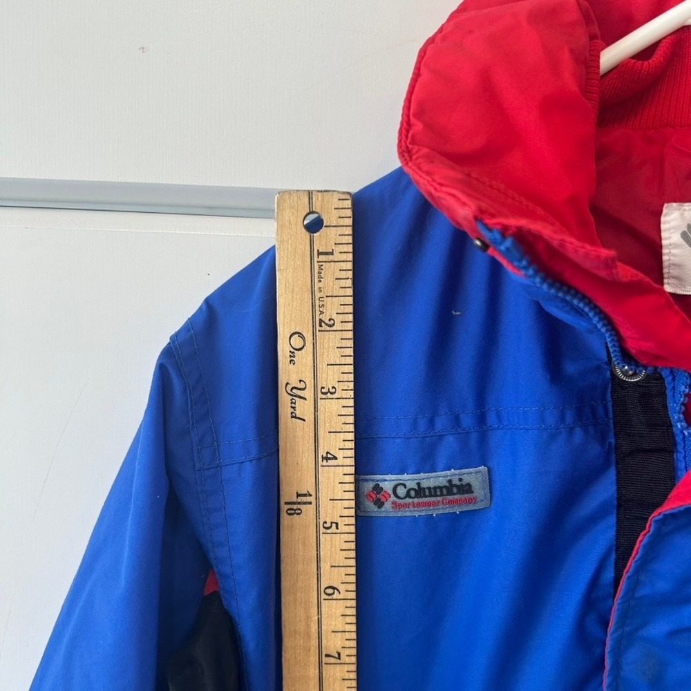 Vintage Columbia Youth Medium Blue Red Windbreaker Jacket Full Zip Sportswear - Picture 4 of 15